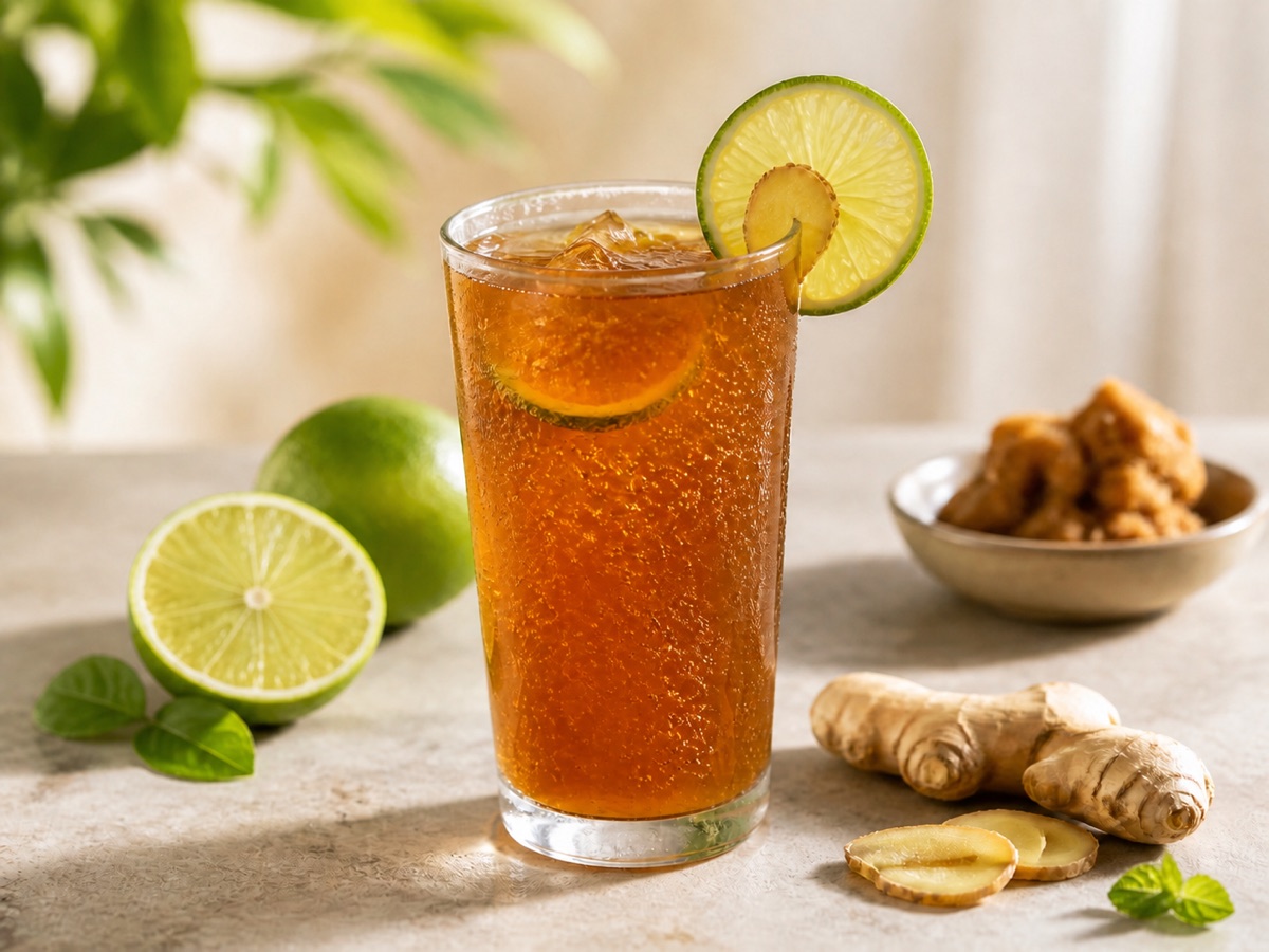 Sharbath with lime, ginger and jaggery